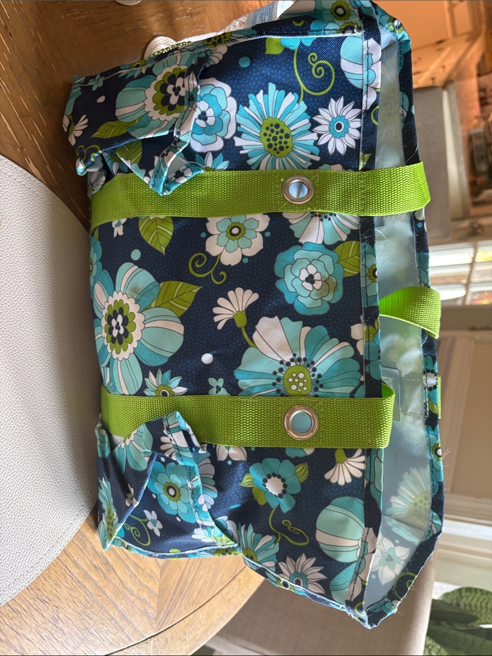 thirty-one Navy Floral Tote with Teal & Lime Accents